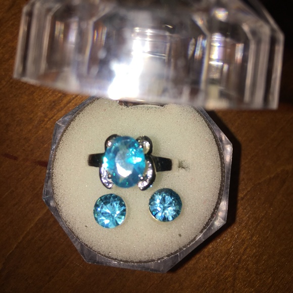 Jewelry - BIRTHSTONE RING AN PIERCED EAR RING SIZE 6 1/2 NEW